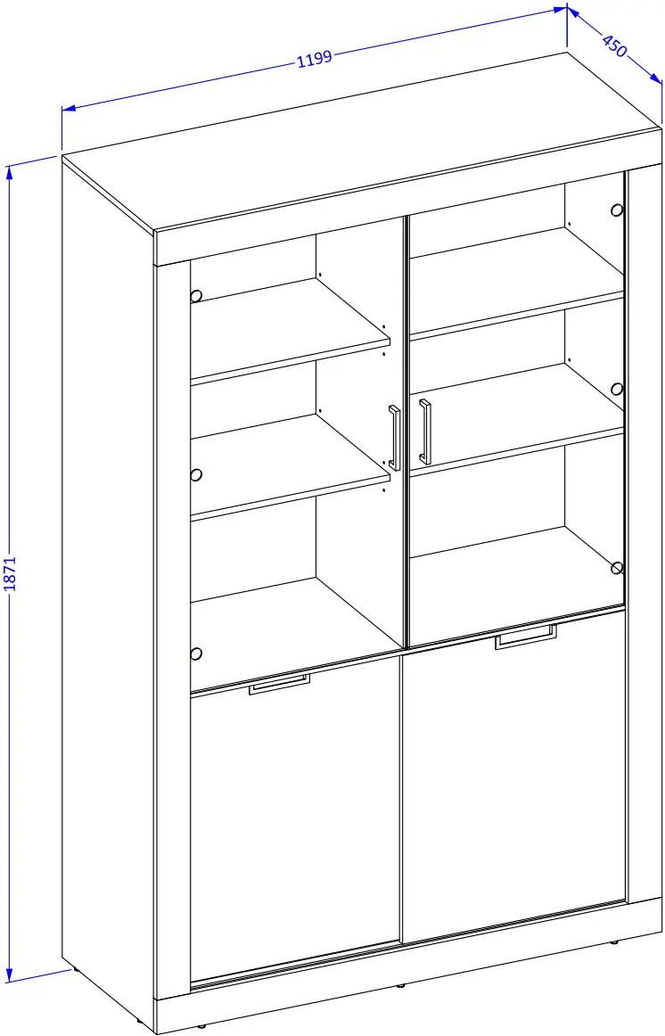 Витрина Helvetia Tudor 24WSNZ12 4D (Samdal Oak/Black Matte)