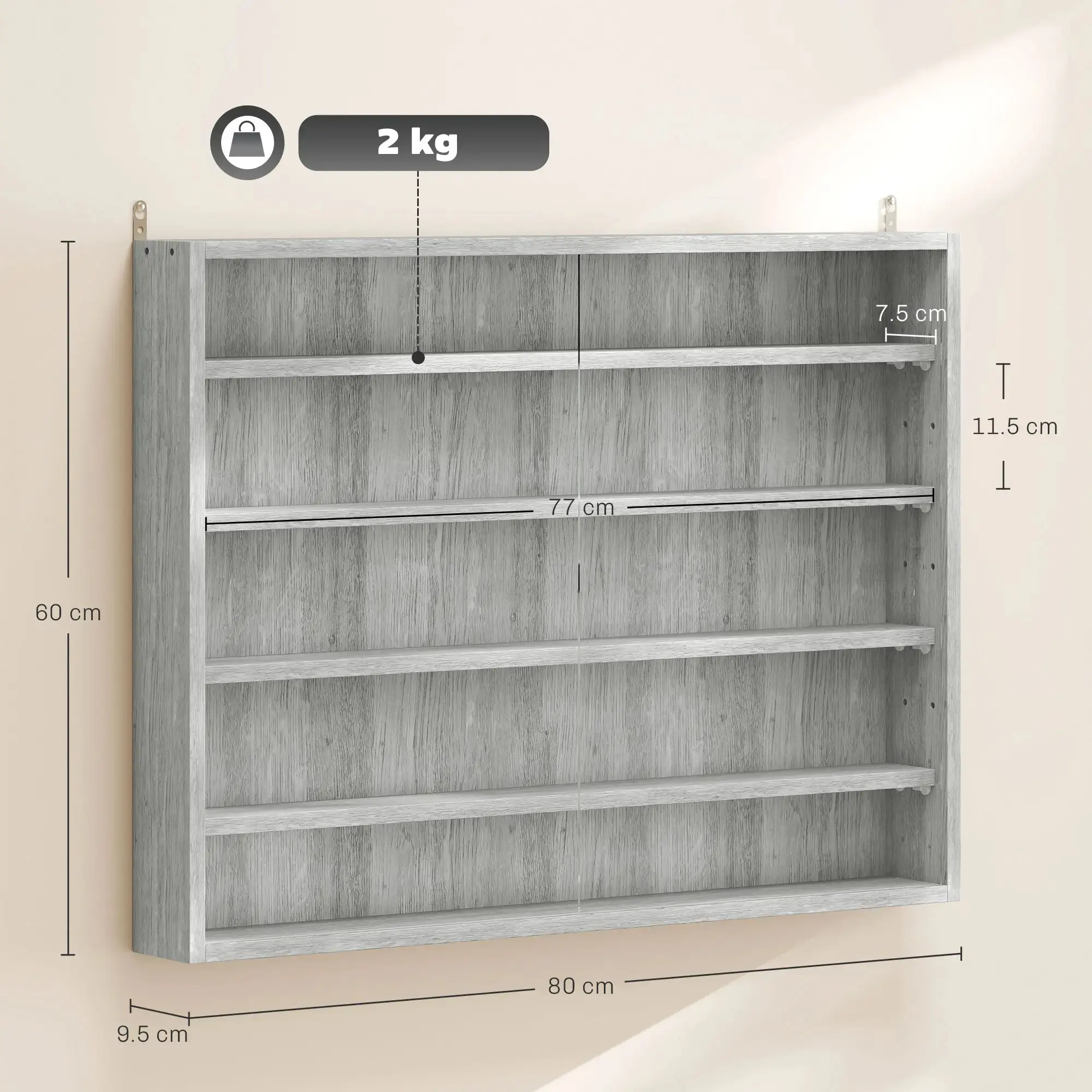 Vitrina Homcom 833-761GY (Grey) - 5