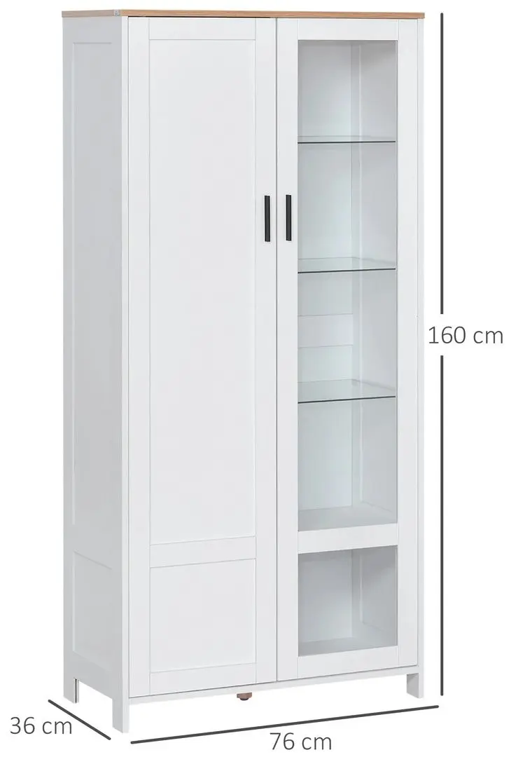 Vitrina Homcom 835-652 76x36x160 cm (White/Natural Oak) - 2