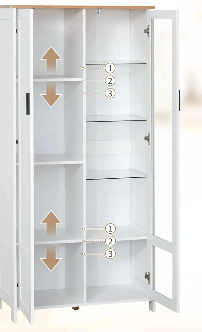 Vitrina Homcom 835-652 76x36x160 cm (White/Natural Oak) - 3