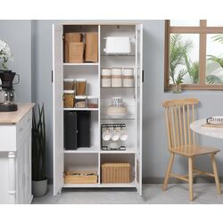 Vitrina Homcom 835-652 76x36x160 cm (White/Natural Oak) Thumb