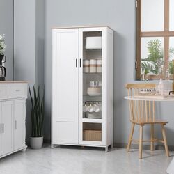 Vitrina Homcom 835-652 76x36x160 cm (White/Natural Oak) Thumb