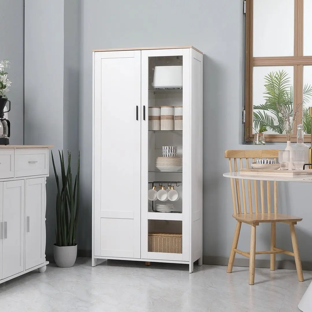 Vitrina Homcom 835-652 76x36x160 cm (White/Natural Oak) - 8