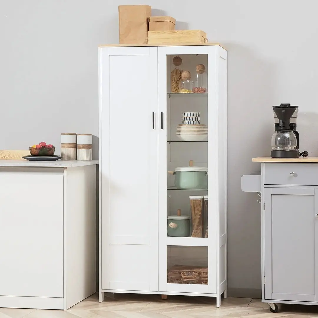 Vitrina Homcom 835-652 76x36x160 cm (White/Natural Oak)