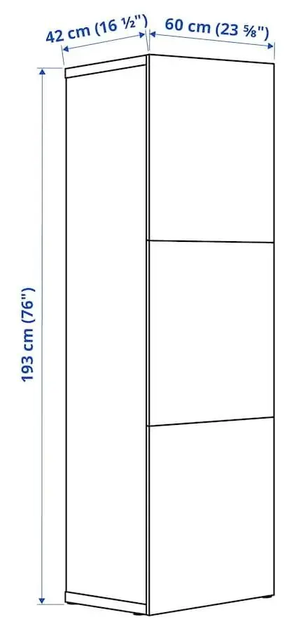 Dulap Ikea Besta 60x42x193 (Aspect Stejar Antichizat/Lappviken Aspect Stejar Antichizat)