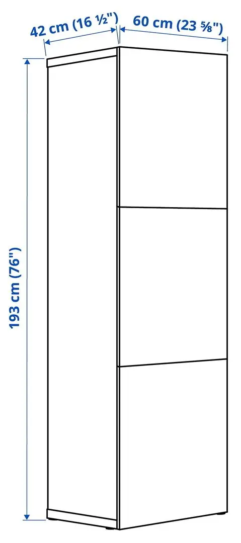 Шкаф Ikea Besta дверцы/полки 60x42x193 (Темно-серый/Лаппвикен Темно-серый)