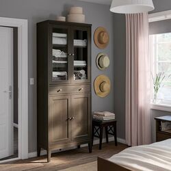 Шкаф-витрина Ikea Idanas 81x39x211 (Темно-коричневый) Thumb