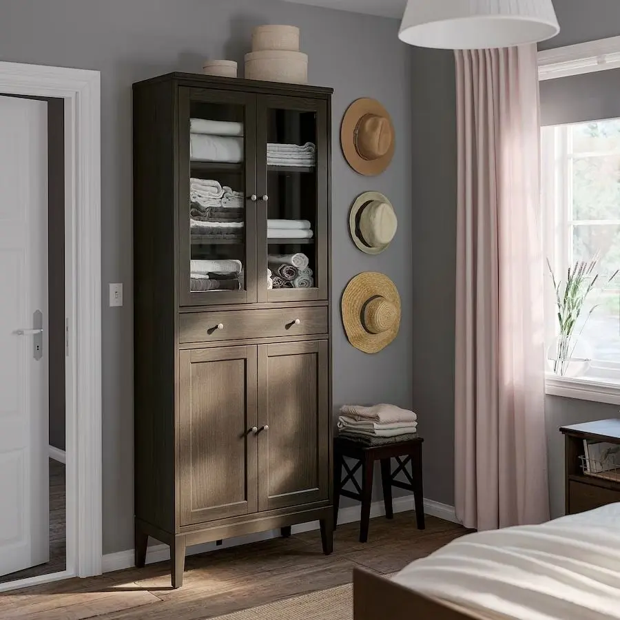 Шкаф-витрина Ikea Idanas 81x39x211 (Темно-коричневый)