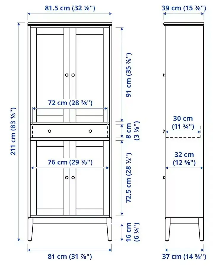 Шкаф-витрина Ikea Idanas 81x39x211 (Темно-коричневый)