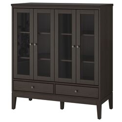 Шкаф-витрина Ikea Idanas стеклянные дверцы 121x50x135 (Темно-коричневый)