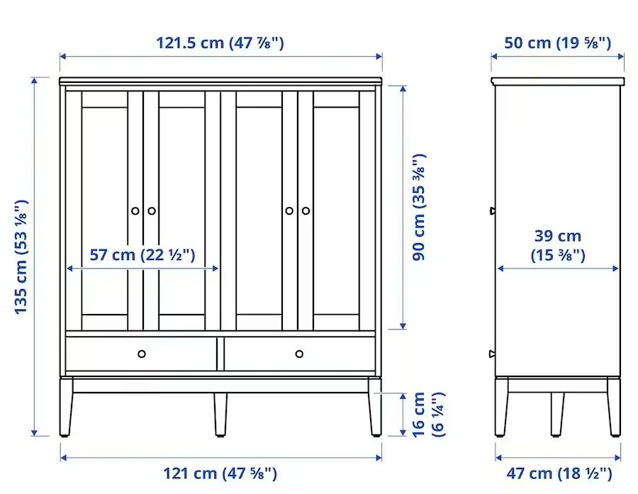 Dulap-vitrina Ikea Idanas usi de sticla 121x50x135 (Maro Inchis)