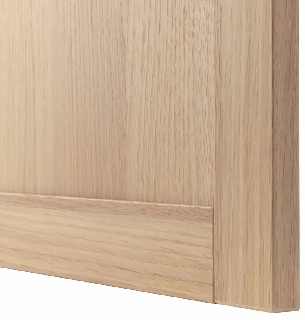 Витрина Ikea Besta/Hanviken стеклянные дверцы/прозрачное стекло/нажимные направляющие 60x42x193 (Имитация Состаренного Дуба/Под Беленый Дуб) - 3