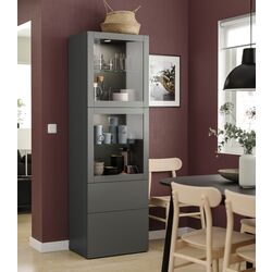 Vitrina Ikea Besta/Lappviken/Sindvik sina sertar cu inchidere lina 60x42x193 (Gri Inchis) Thumb