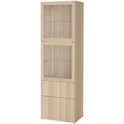 Vitrina Ikea Besta/Lappviken glisiera sertar cu sistem apasare 60x42x193 (Stejar Antichizat/Stejar Alb) Thumb