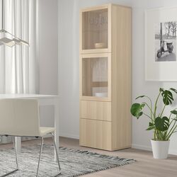 Vitrina Ikea Besta/Lappviken glisiera sertar cu sistem apasare 60x42x193 (Stejar Antichizat/Stejar Alb) Thumb