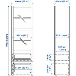 Vitrina Ikea Besta/Lappviken glisiera sertar cu sistem apasare 60x42x193 (Stejar Antichizat/Stejar Alb) Thumb