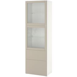 Витрина Ikea Besta/Lappviken ящик с плавно-закрывающимися направляющими 60x42x193 (Белый/Светлый Серо-Бежевый) Thumb