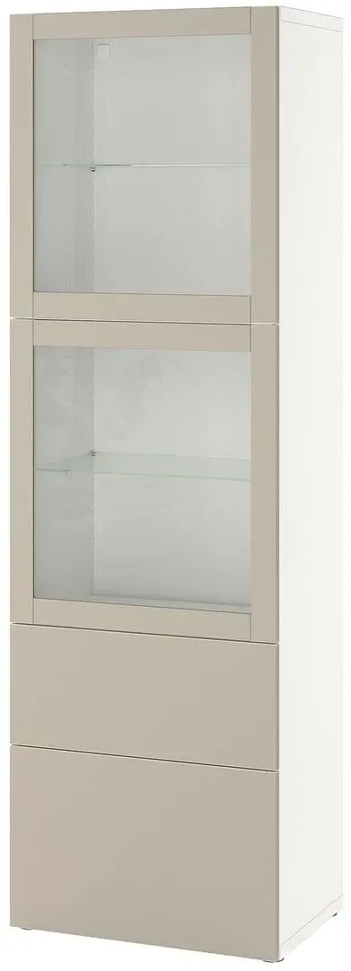 Витрина Ikea Besta/Lappviken ящик с плавно-закрывающимися направляющими 60x42x193 (Белый/Светлый Серо-Бежевый) - 2