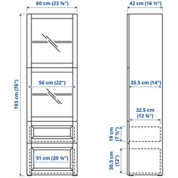 Витрина Ikea Besta/Lappviken ящик с плавно-закрывающимися направляющими 60x42x193 (Белый/Светлый Серо-Бежевый) Thumb