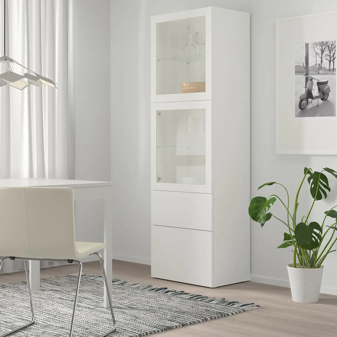 Vitrina Ikea Besta/Lappviken sina sertar cu inchidere lina 60x42x193 (Alb)