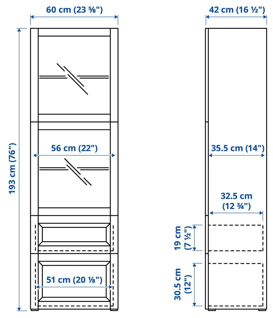 Vitrina Ikea Besta deschidere apăsare 60x42x193 (Gri Inchis Lappviken/Sindvik Gri Inchis)