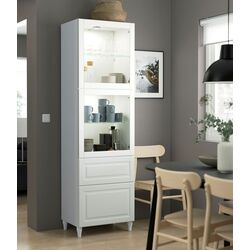 Vitrina Ikea Besta/Smeviken/Ostvik/Kabbarp sina sertar cu inchidere lina 60x42x202 (Alb)