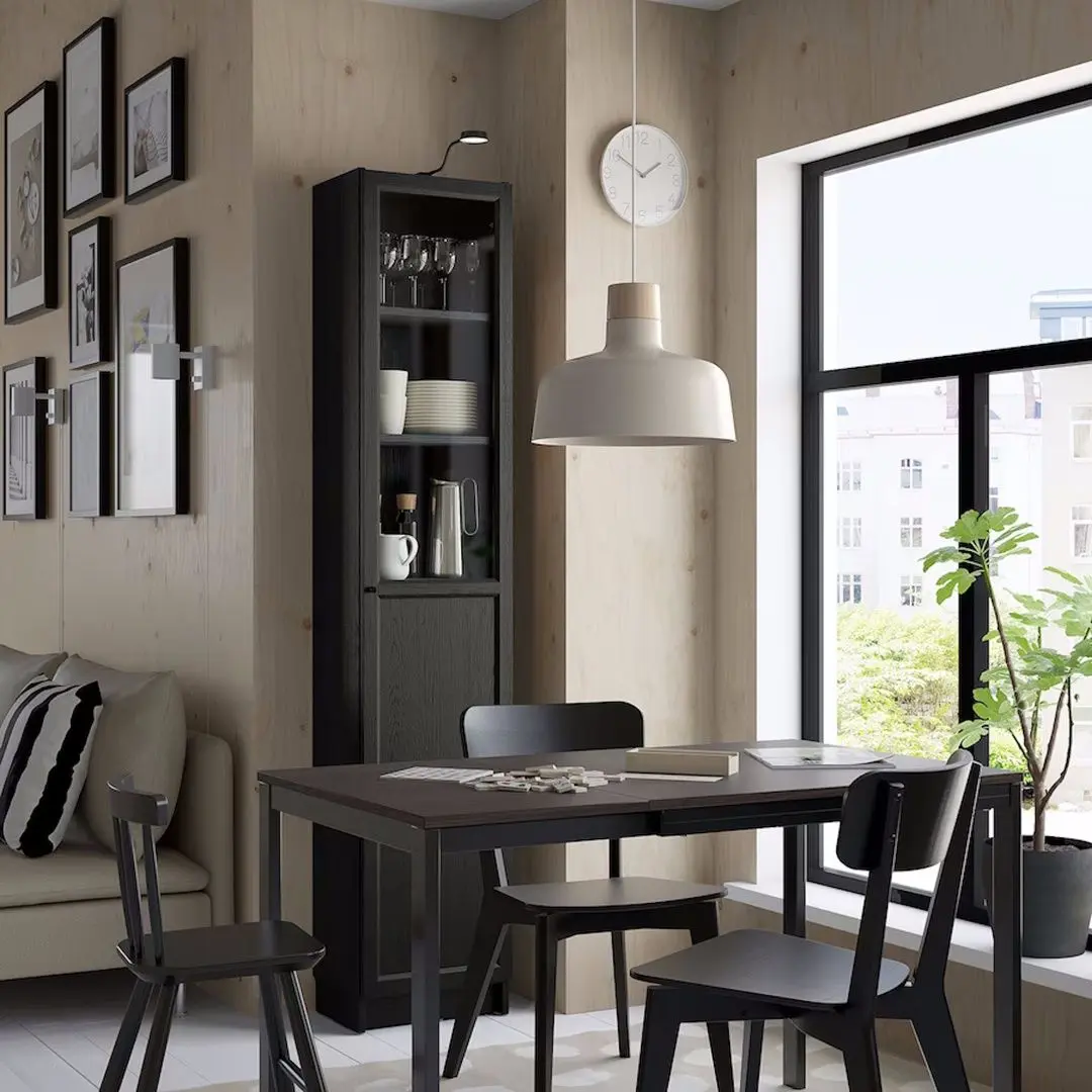 Penal-vitrina Ikea Billy/Oxberg panou/usa sticla 40x30x202 (Negru Aspect Stejar)