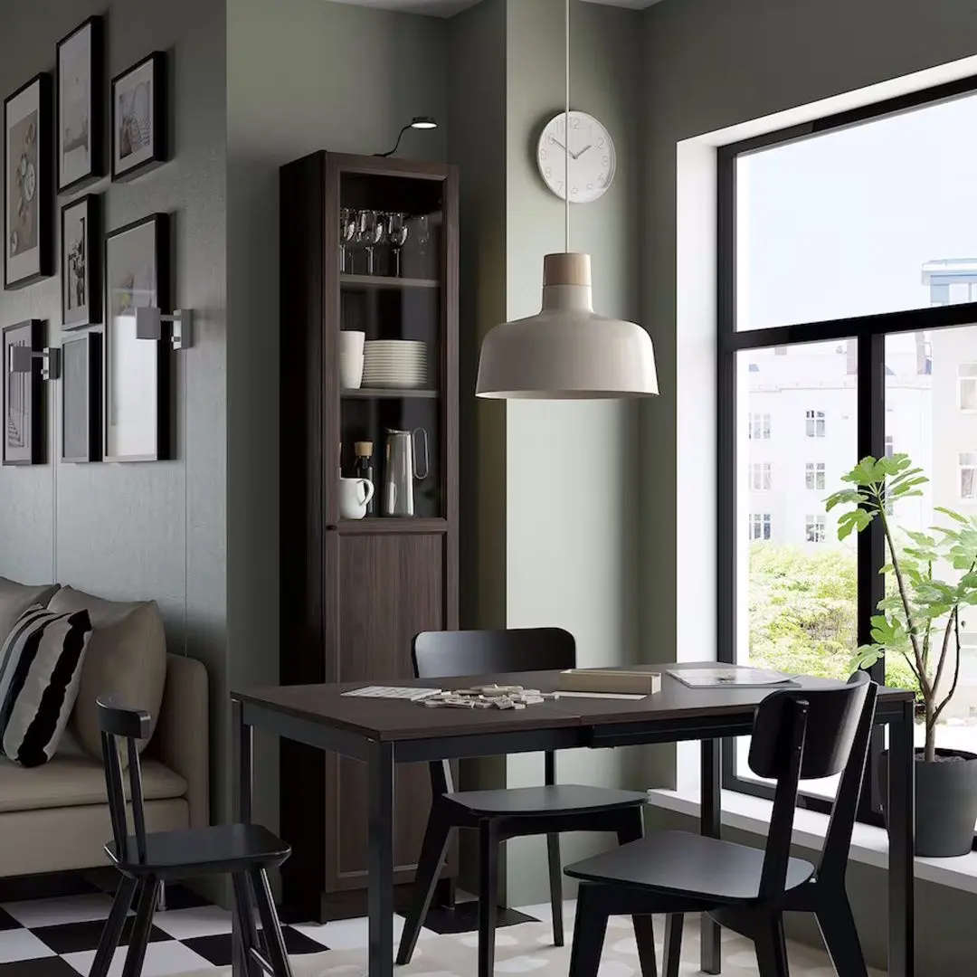 Penal-vitrina Ikea Billy/Oxberg panou/usa sticla 40x30x202 (Maro Inchis Aspect Stejar)