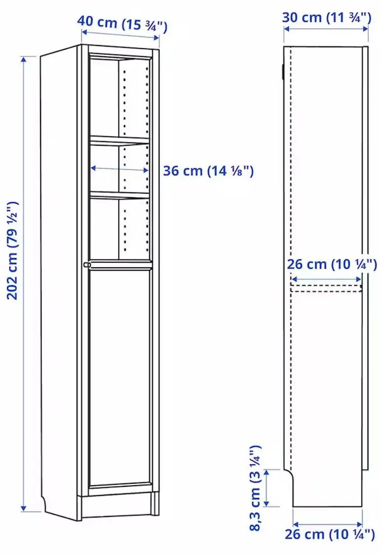 Penal-vitrina Ikea Billy/Oxberg panou/usa sticla 40x30x202 (Aspect Stejar)