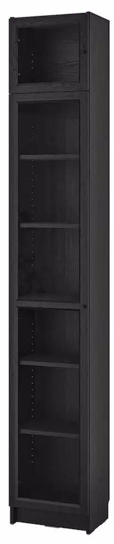 Penal-vitrina Ikea Billy/Oxberg usi sticla/unitate suplimentara 40x237x30 (Negru Aspect Stejar)