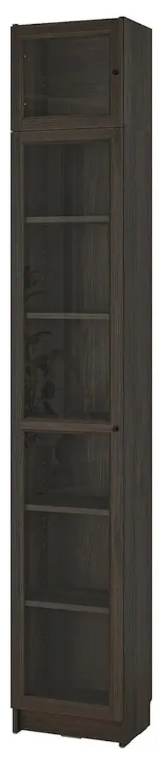 Penal-vitrina Ikea Billy/Oxberg usi sticla/unitate suplimentara 40x237x30 (Maro Inchis Aspect Stejar)