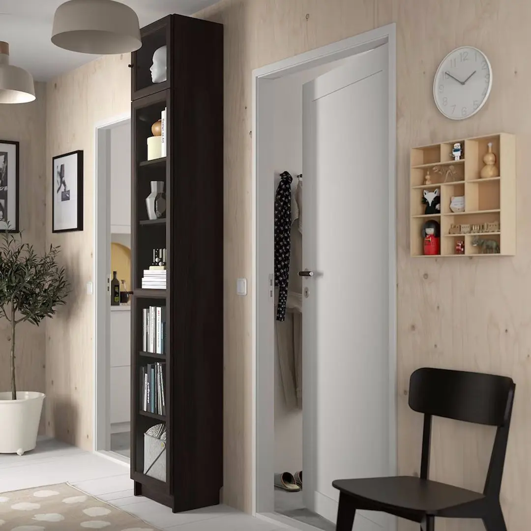 Penal-vitrina Ikea Billy/Oxberg usi sticla/unitate suplimentara 40x237x30 (Maro Inchis Aspect Stejar)