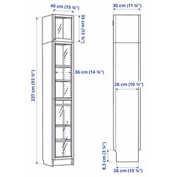 Penal-vitrina Ikea Billy/Oxberg usi sticla/unitate suplimentara 40x237x30 (Aspect Stejar) Thumb