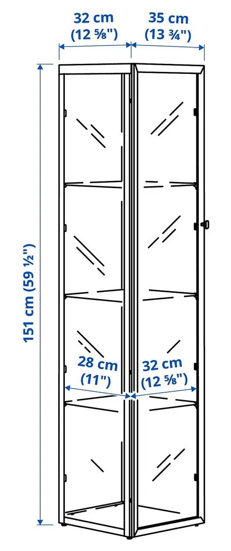 Vitrina Ikea Blaliden 35x32x151 (Negru)