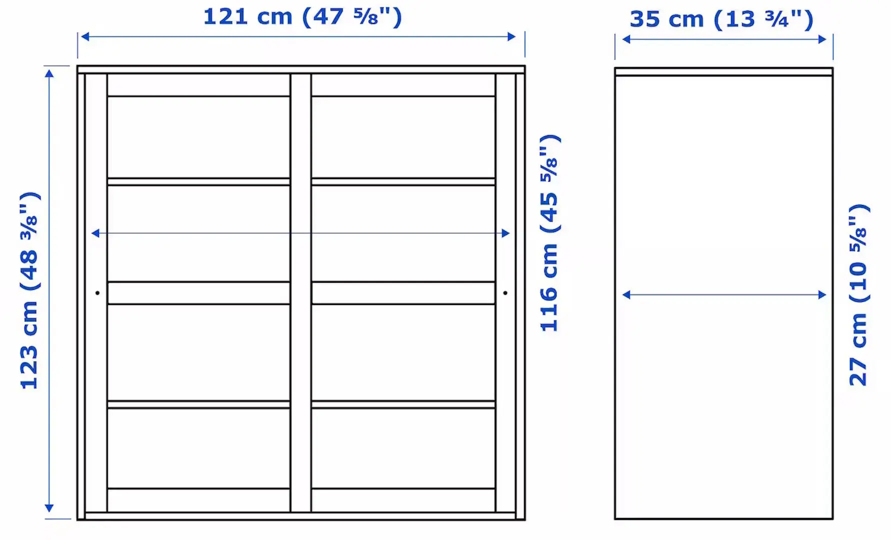 Vitrina Ikea Havsta usi de sticla 121x35x123 (Alb)