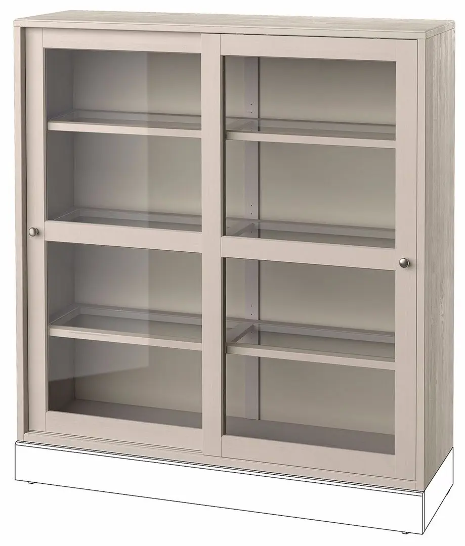Vitrina Ikea Havsta usi de sticla 121x35x123 (Gri-Bej)