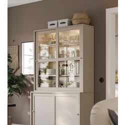 Vitrina Ikea Havsta usi de sticla 121x35x123 (Gri-Bej)