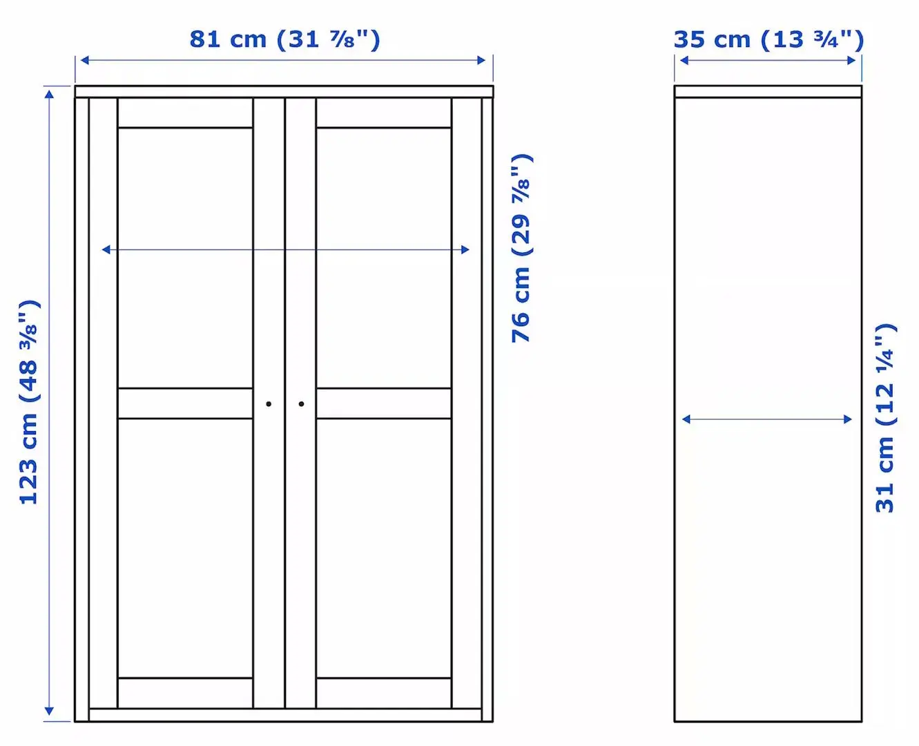 Vitrina Ikea Havsta usi de sticla 81x35x123 (Alb)