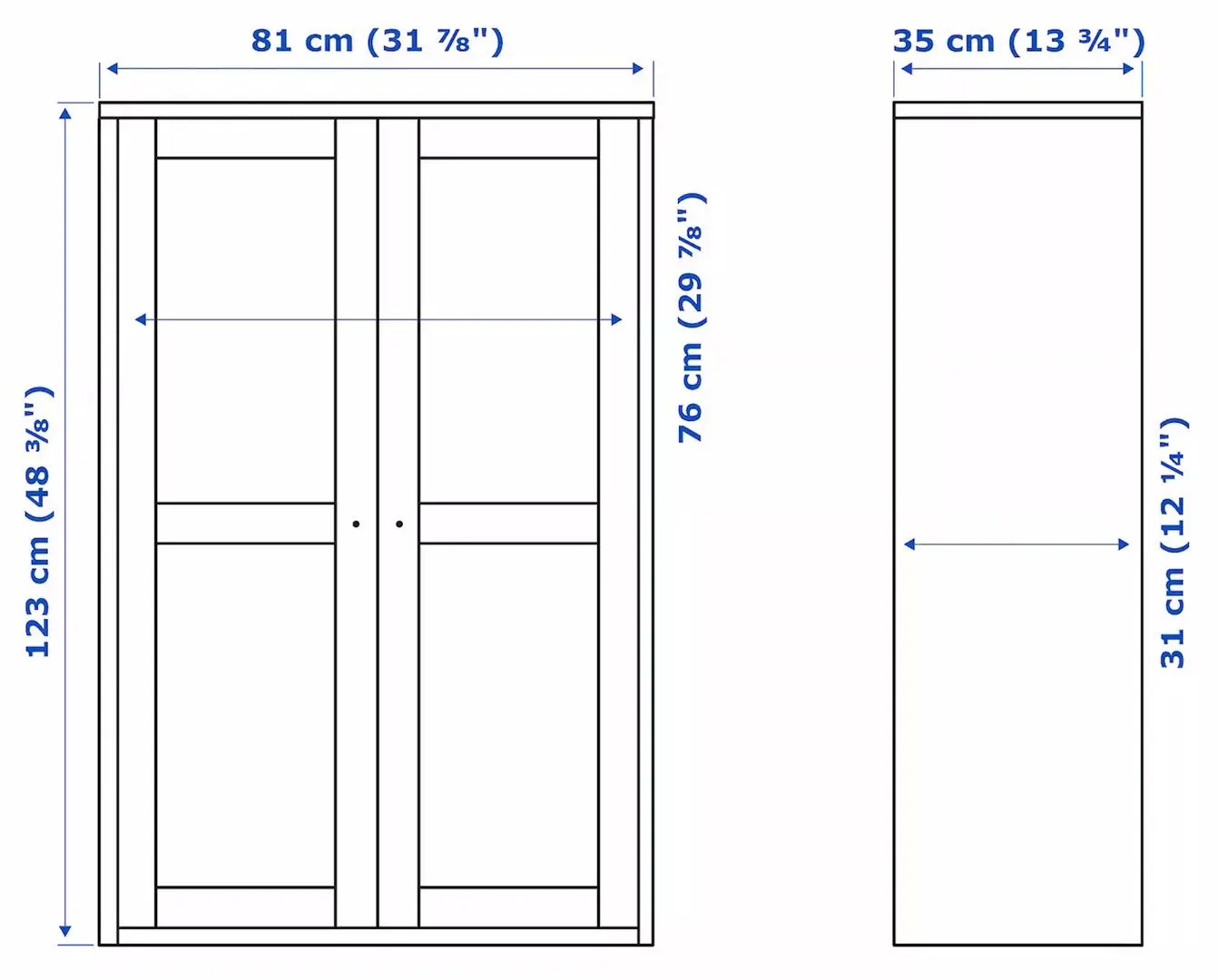 Vitrina Ikea Havsta usi de sticla 81x35x123 (Gri-Bej)