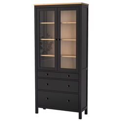 Витрина Ikea Hemnes 3 ящика 90x197 (Черно-коричневый/Светло-коричневый)