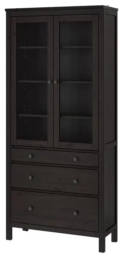 Vitrina Ikea Hemnes 3 sertare 90x197 (Negru-Maro)