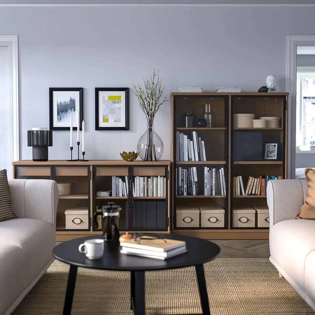 Vitrina Ikea Lanesund 282x47x152 (Gri-Maro)