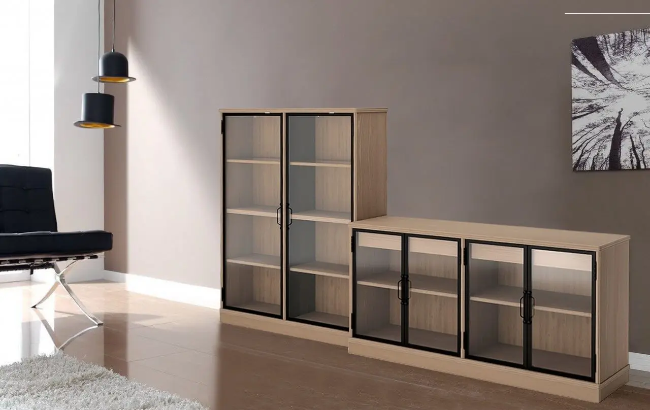 Vitrina Ikea Lanesund 282x47x152 (Gri-Maro)