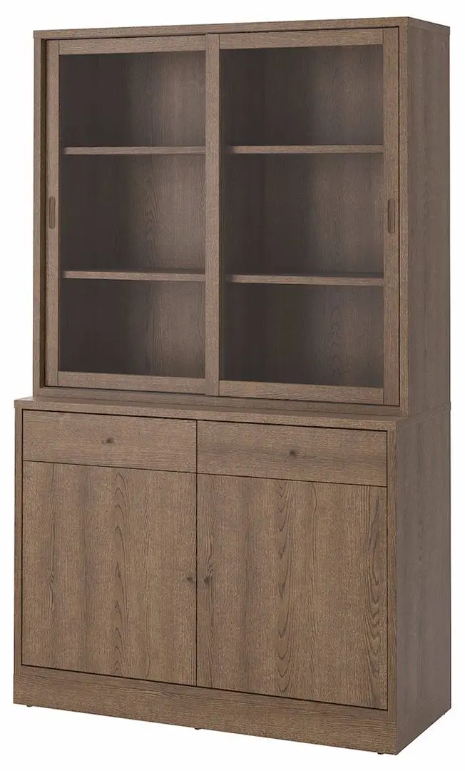 Biblioteca Ikea Tonstad usi glisante/sticla transparenta/furnir 121х47х201 (Maro Stejar)