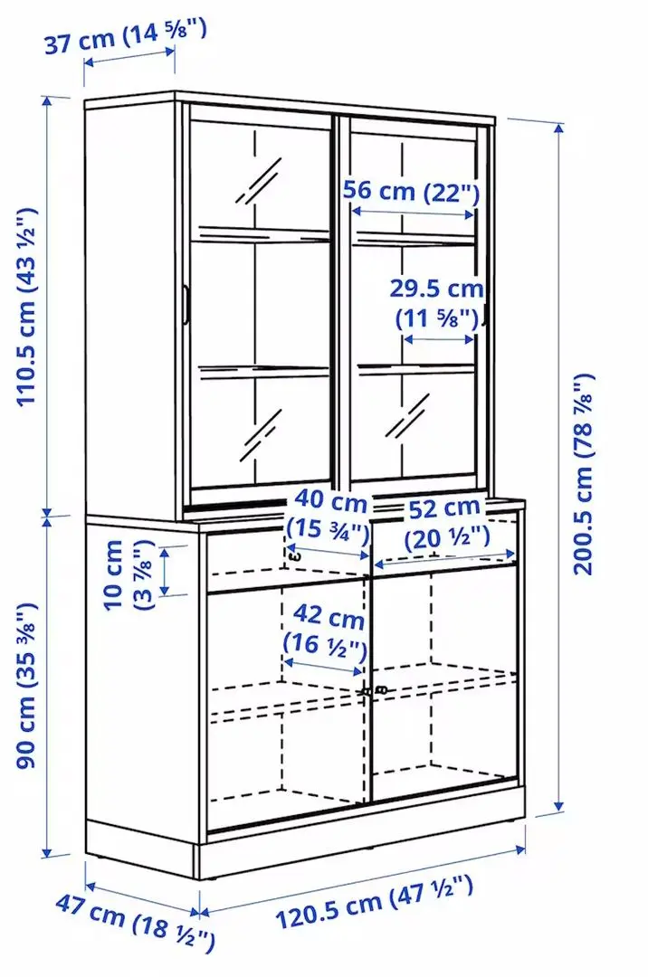 Biblioteca Ikea Tonstad usi glisante/sticla transparenta/furnir 121х47х201 (Maro Stejar)