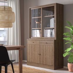 Biblioteca Ikea Tonstad usi glisante/sticla transparenta/furnir 121х47х201 (Maro Stejar) Thumb