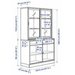Biblioteca Ikea Tonstad usi glisante/sticla transparenta/furnir 121x47x201 (Stejar) Thumb