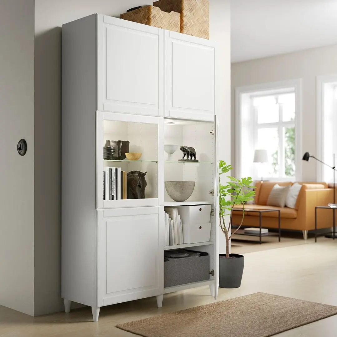 Vitrina-dulap Ikea Besta/Smeviken/Ostvik 120x42x202 (Alb)