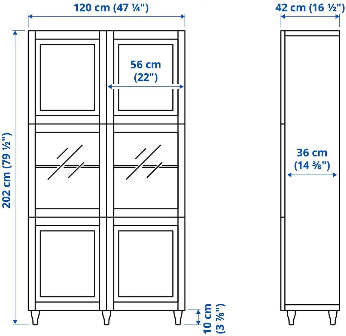 Vitrina-dulap Ikea Besta/Smeviken/Ostvik 120x42x202 (Alb)