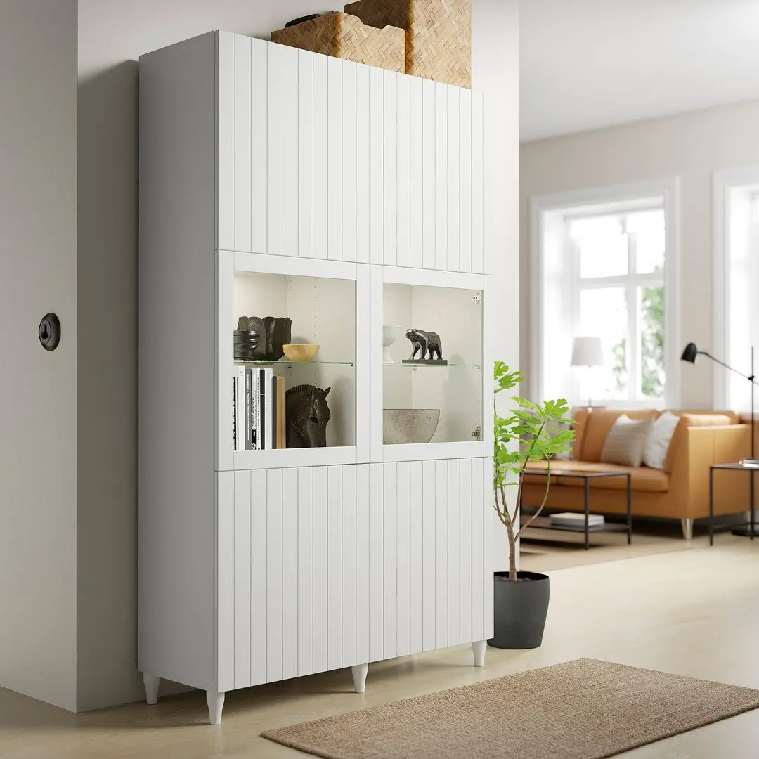 Витрина-шкаф Ikea Besta/Sutterviken/Sindvik 120x42x202 (Белый) - 7